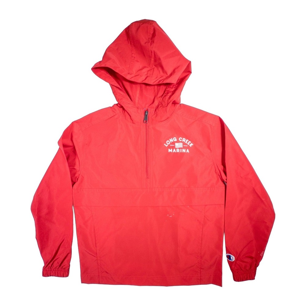 Kids Red Champion‎ Long Creek Marina Hooded Windbreaker Jacket Size S Polyester